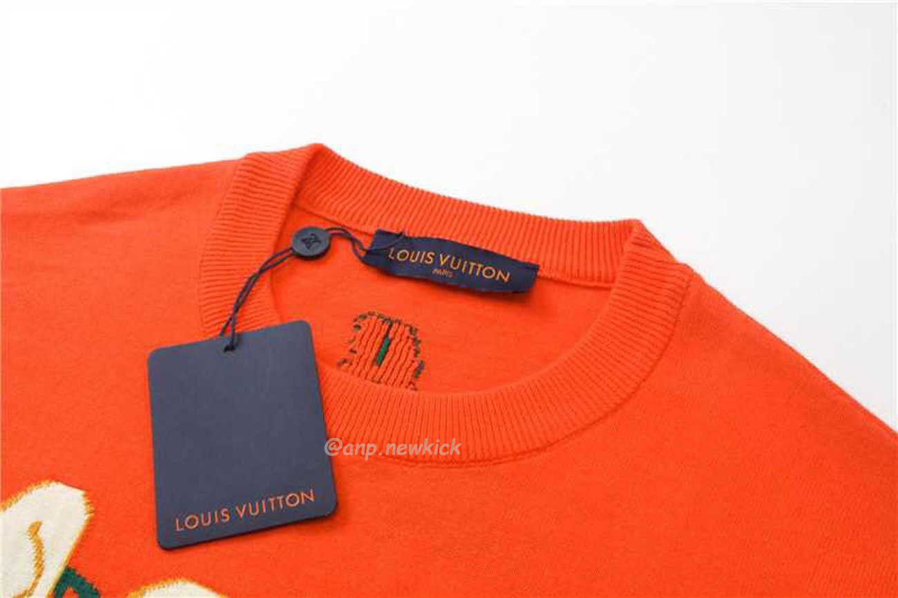 Louis Vuitton Short Sleeved Cotton Crewneck Orange Fw24 (12) - newkick.org